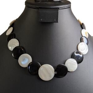Erica Lyons Black & White Shell Disk 19"-22" Necklace NWT